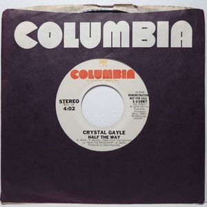 Crystal Gayle Vinyl 45 Promo Half The Way on Columbia VG Country